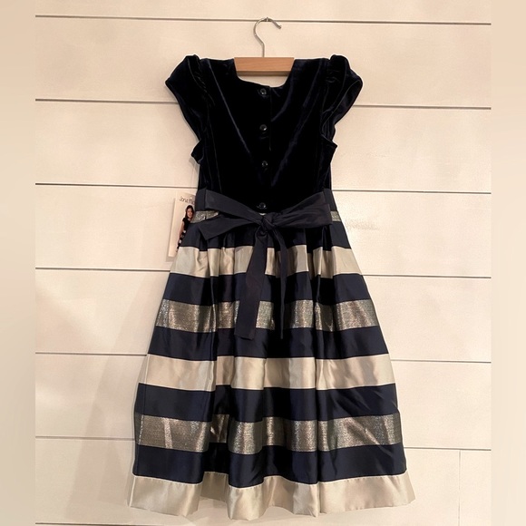 Navy blue, silver and white dress size 10 - Picture 4 of 6